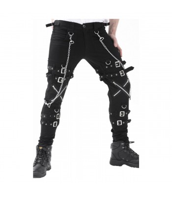 Men Gothic Cross Zip Pant Straps Cyber Punk Bondage Pant Black Goth Punk Pants with Zipper and Straps (2025)